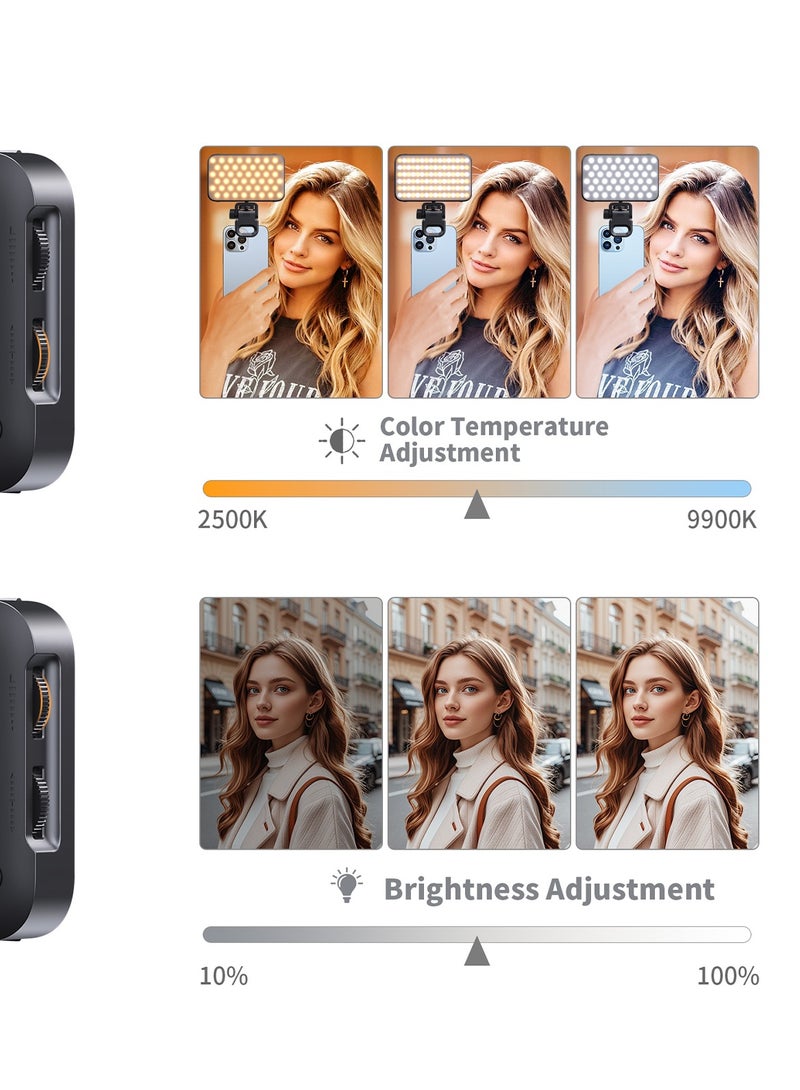 تونوف 96 مصباح LED للهواتف المحمولة مع موزع ناعم وحامل، مصباح سيلفي مغناطيسي محمول قابل لإعادة الشحن مع مشبك، إضاءة قابلة للتعديل من 2500 إلى 9000 كلفن لتسجيل مقاطع الفيديو والكاميرات والأجهزة اللوحية ومكالمات زووم والتصوير الفوتوغرافي - Image 2